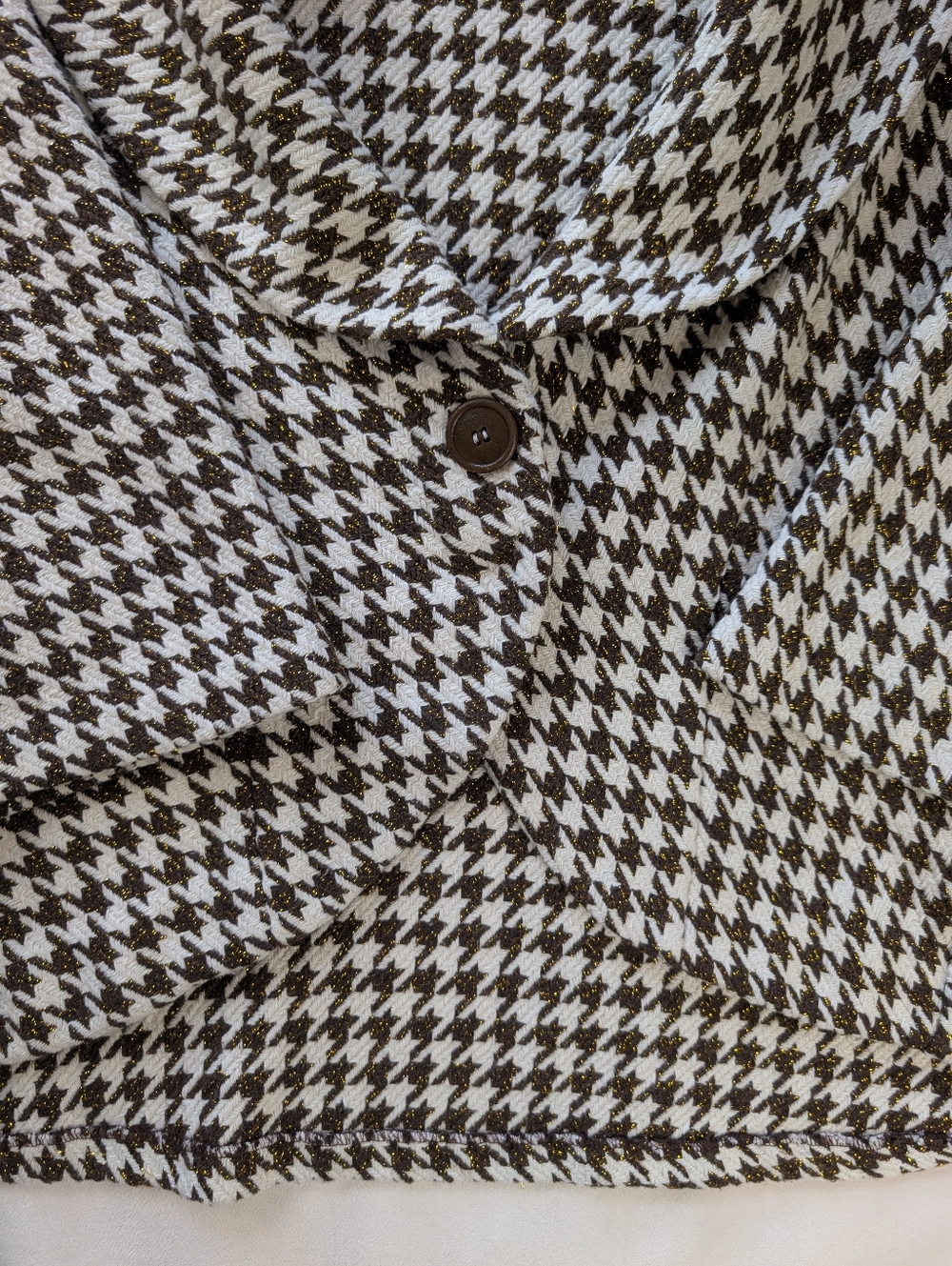 Red Coral Houndstooth Jacket Knit Blazer Style Metallic Thread XL - Picture 8 of 15